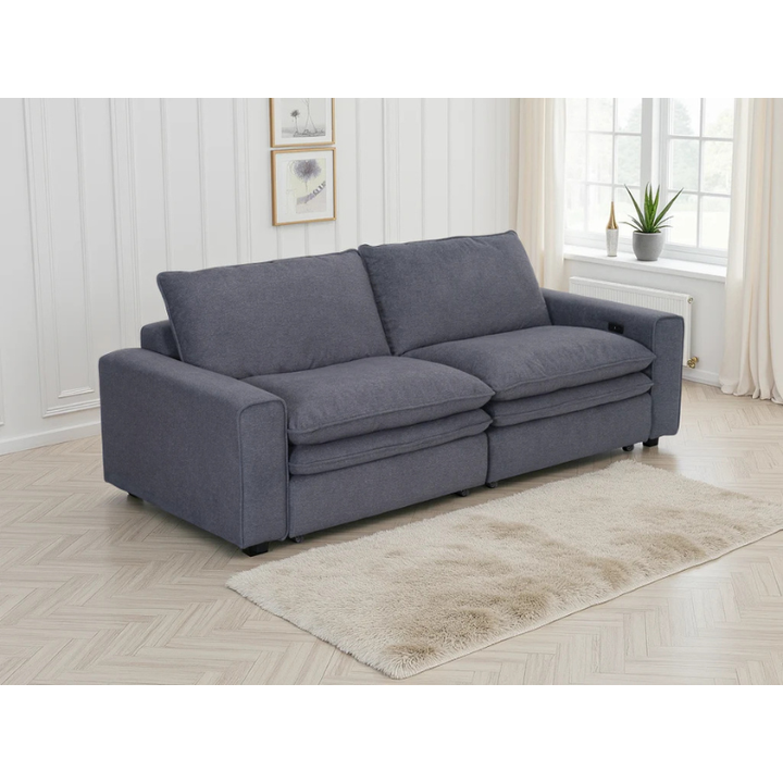 Florence Cloud Grey Electric Recliner Sofa 2 Seater – Fabric Power Reclining Sofa, Deep Comfort Design