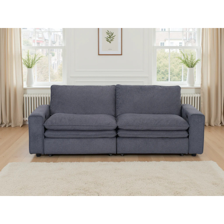 Florence Cloud Grey Electric Recliner Sofa 2 Seater – Fabric Power Reclining Sofa, Deep Comfort Design