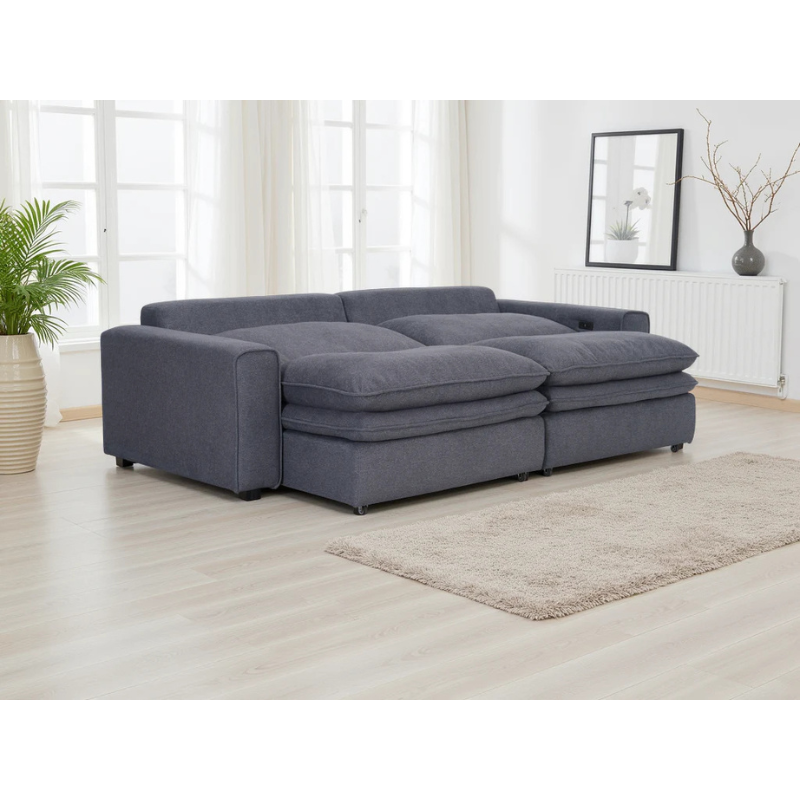 Florence Cloud Grey Electric Recliner Sofa 2 Seater – Fabric Power Reclining Sofa, Deep Comfort Design
