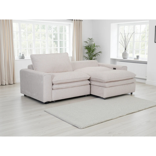 Florence Cloud Beige Electric Recliner Sofa 2 Seater – Fabric Power Reclining Sofa, Deep Comfort Design