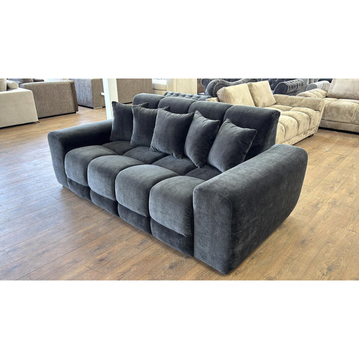Jacob Black Sofa 3 Seater – Fabric Couch with Deep Seat & Modern Design