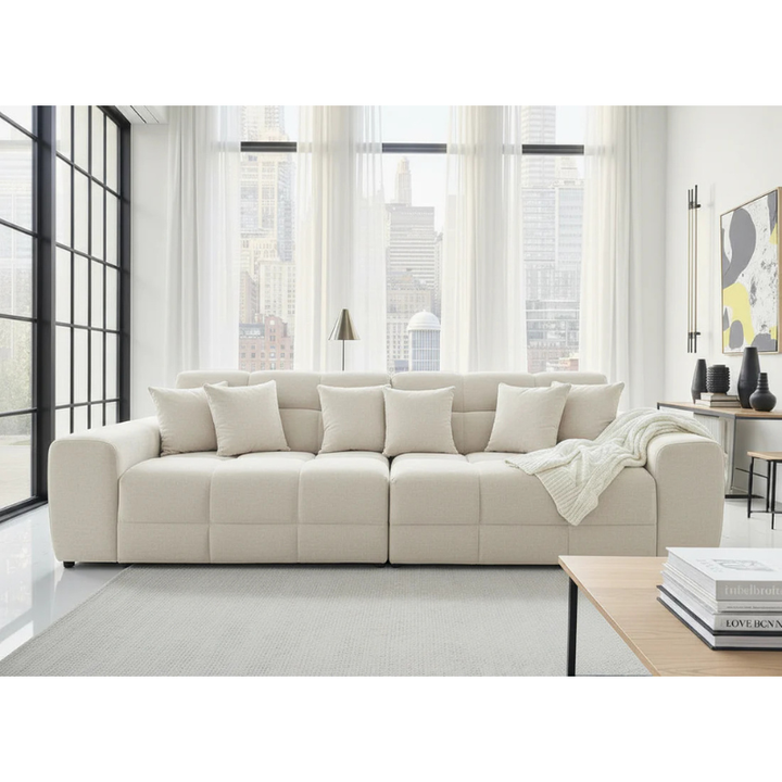 Jacob Natural Sofa 4 Seater – Large Fabric Couch with Deep Seat & Modern Design