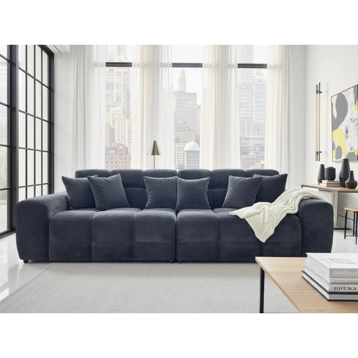 Jacob Black Sofa 4 Seater – Large Fabric Couch with Deep Seat & Modern Design
