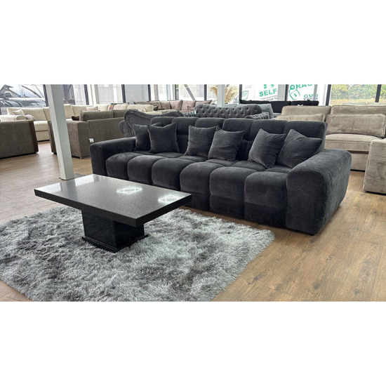 Jacob Black Sofa 4 Seater – Large Fabric Couch with Deep Seat & Modern Design