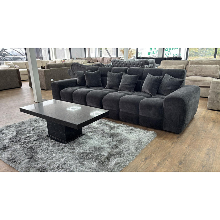 Jacob Black Sofa 4 Seater – Large Fabric Couch with Deep Seat & Modern Design
