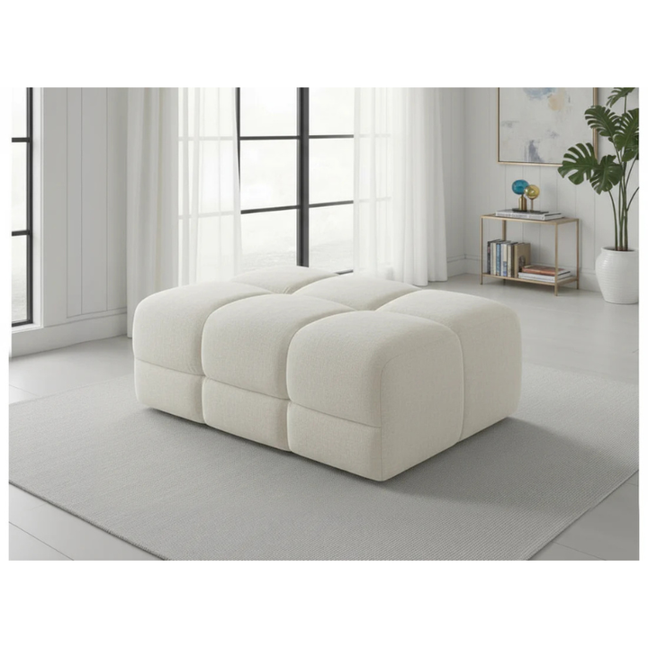 Jacob Natural Footstool – Fabric Ottoman with Deep Cushion & Modern Design