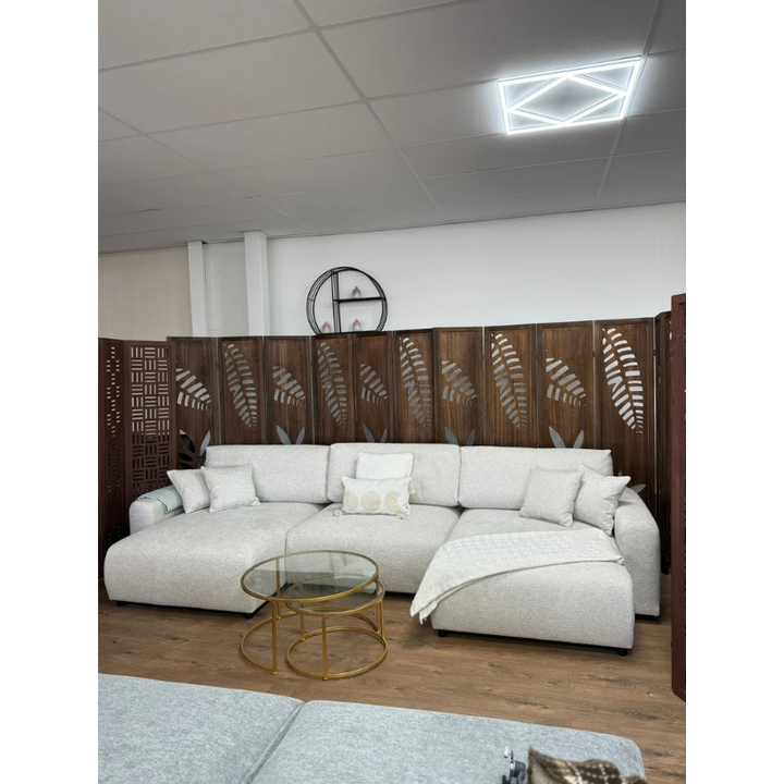 Luma Beige U Shape Sofa Bed – Large Corner Sofa with Storage & Pull Out Bed