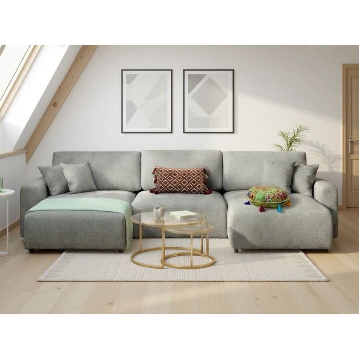 Luma Grey U Shape Sofa Bed – Large Corner Sofa with Storage & Pull Out Bed