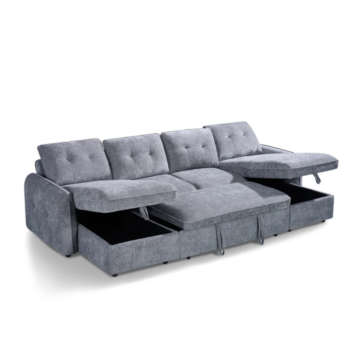 Moscow Grey U Shape Sofa Bed – Large Corner Sofa with Storage & Pull Out Bed