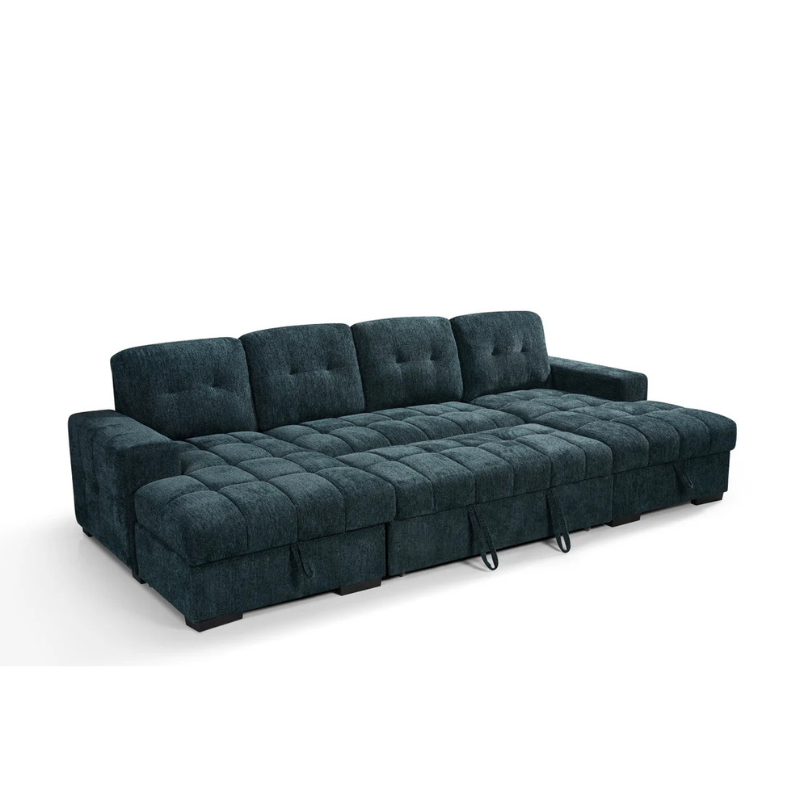 Palermo Teal U Shape Sofa Bed – Large Corner Sofa with Storage & Pull Out Bed