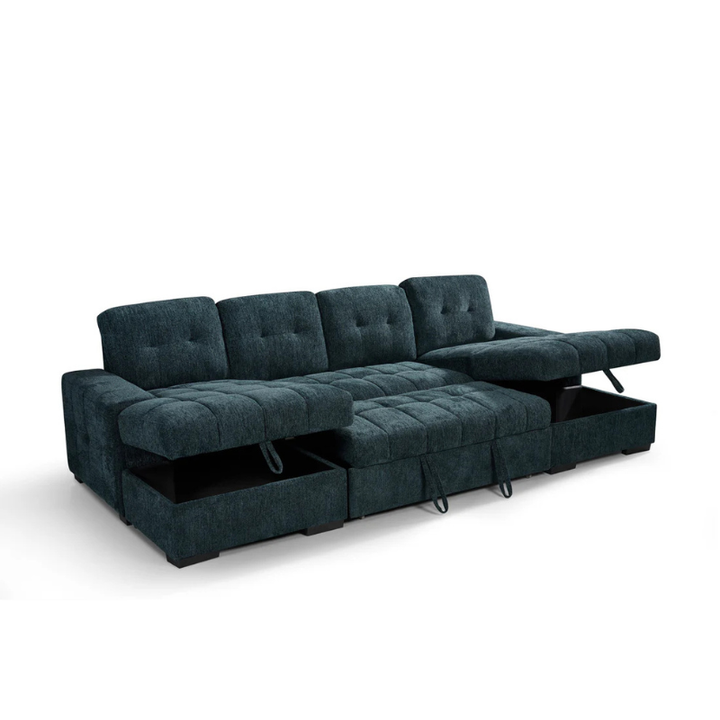 Palermo Teal U Shape Sofa Bed – Large Corner Sofa with Storage & Pull Out Bed