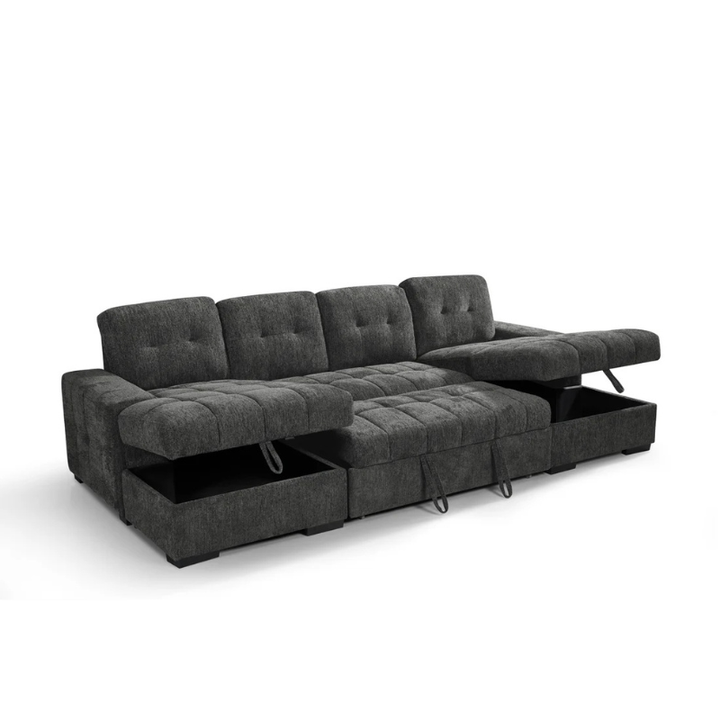 Palermo Grey U Shape Sofa Bed – Large Corner Sofa with Storage & Pull Out Bed