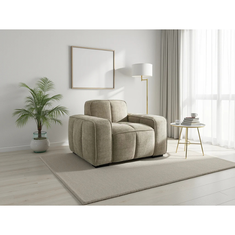 Paris Beige Armchair – Fabric Lounge Chair with Modern Design & Compact Comfort