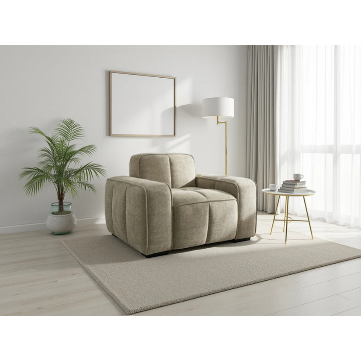 Paris Beige Armchair – Fabric Lounge Chair with Modern Design & Compact Comfort