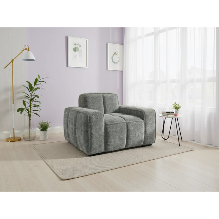Paris Grey Armchair – Fabric Lounge Chair with Modern Design & Compact Comfort