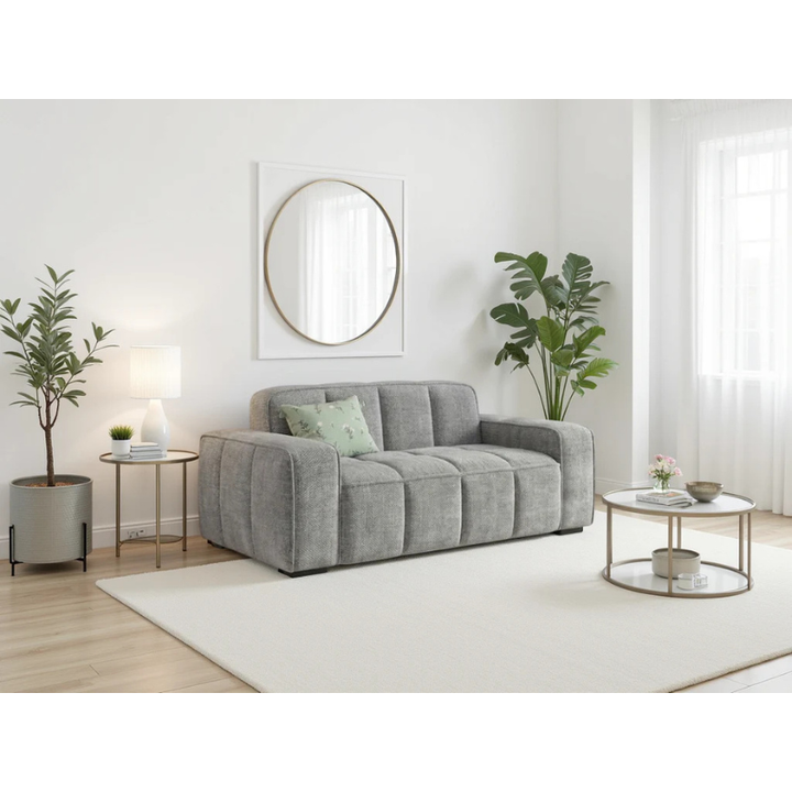 Paris Grey Sofa 2 Seater – Fabric Couch with Modern Design & Compact Comfort