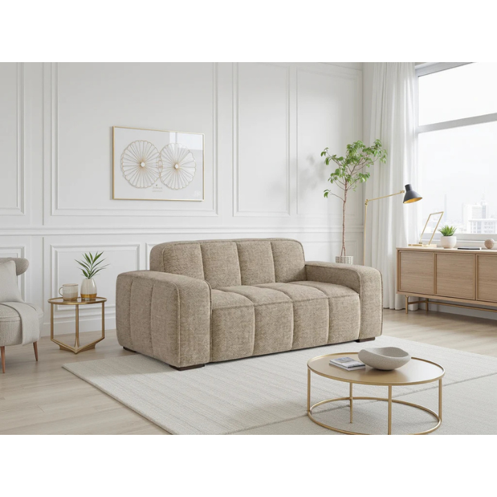 Paris Beige Sofa 2 Seater – Fabric Couch with Modern Design & Compact Comfort