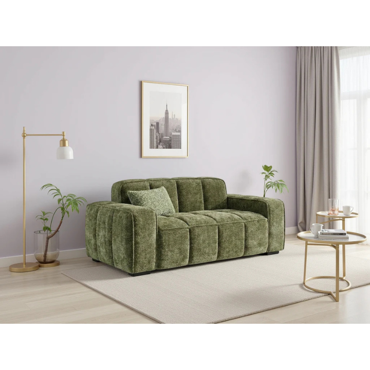 Paris Olive Sofa 2 Seater – Fabric Couch with Modern Design & Compact Comfort