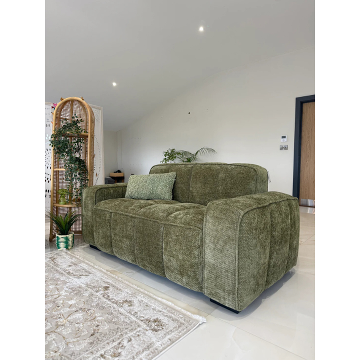 Paris Olive Sofa 2 Seater – Fabric Couch with Modern Design & Compact Comfort