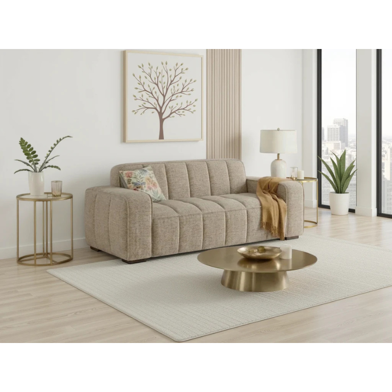 Paris Beige Sofa 3 Seater – Fabric Couch with Modern Design & Spacious Comfort