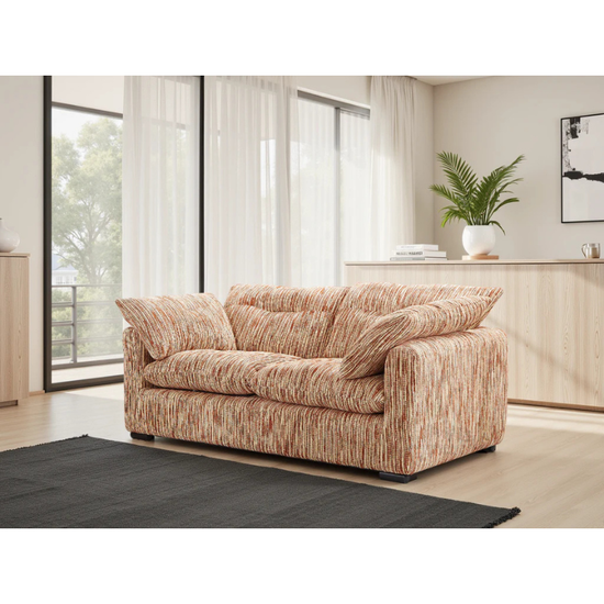 Quetta Rust & Beige Sofa 2 Seater – Fabric Couch with Deep Comfort & Removable Cushions
