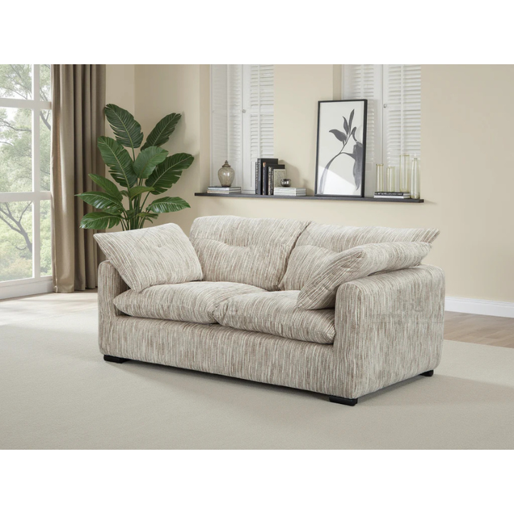 Quetta Grey & Silver Sofa 2 Seater – Fabric Couch with Deep Comfort & Removable Cushions