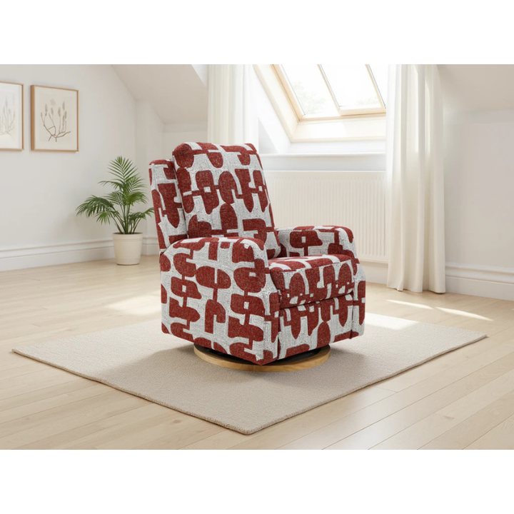 Seville Red Electric Reclining Chair – Fabric Rocker Recliner with USB & USB-C Charging