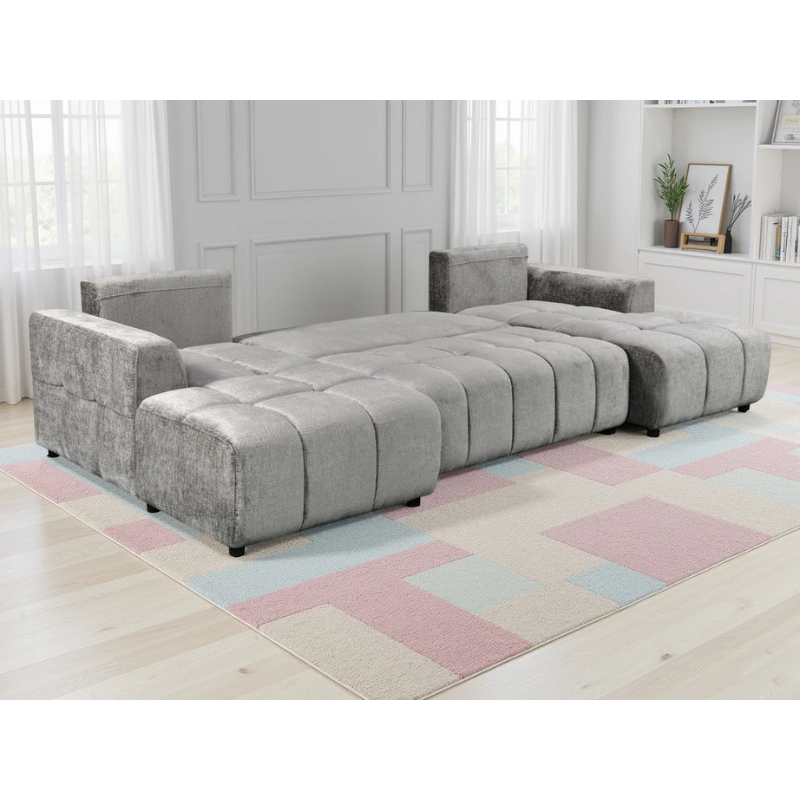 Shanghai Luxury Grey U Shape Sofa Bed – Large Corner Sofa with Storage & Plush Fabric