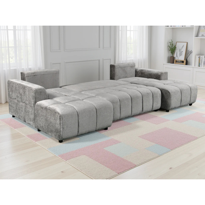 Shanghai Luxury Grey U Shape Sofa Bed – Large Corner Sofa with Storage & Plush Fabric