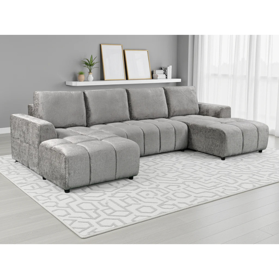 Shanghai Luxury Grey U Shape Sofa Bed – Large Corner Sofa with Storage & Plush Fabric