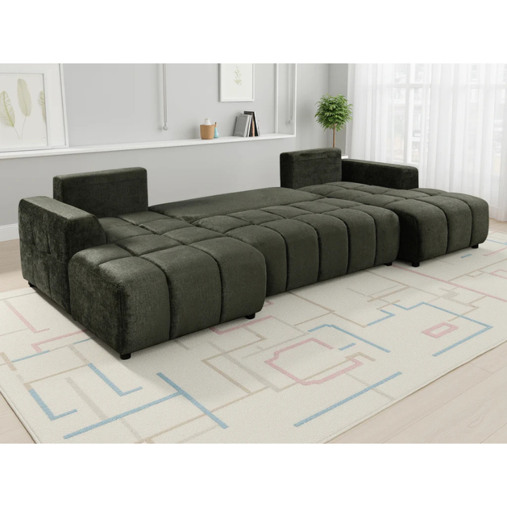 Shanghai Luxury Green U Shape Sofa Bed – Large Corner Sofa with Storage & Plush Fabric