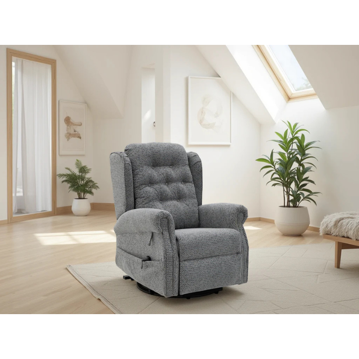 Sienna Grey Rise & Recline Chair – Electric Recliner with German Motor, USB & USB-C