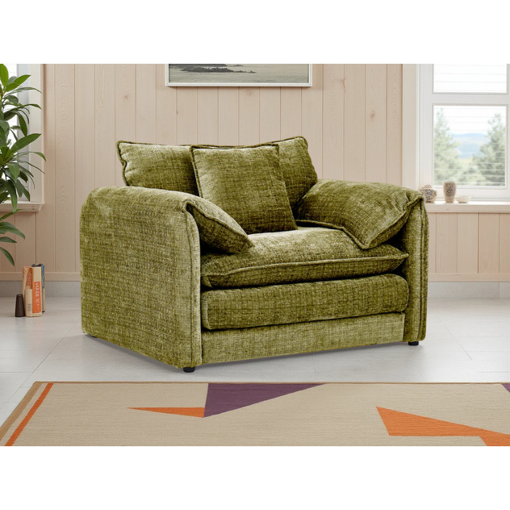 Solaya Green Armchair – Chenille Fabric Chair with Pocket Coil Seating & Deep Comfort