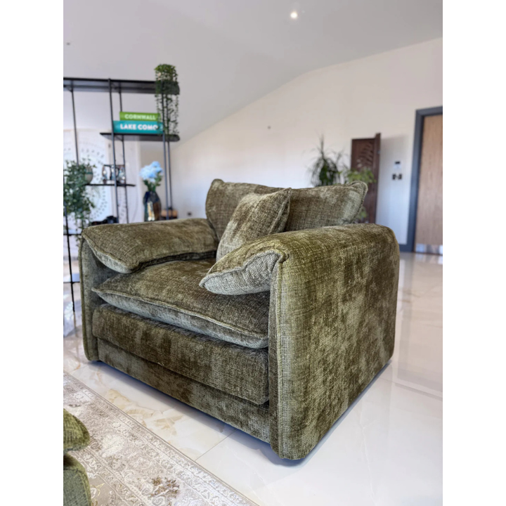 Solaya Green Armchair – Chenille Fabric Chair with Pocket Coil Seating & Deep Comfort