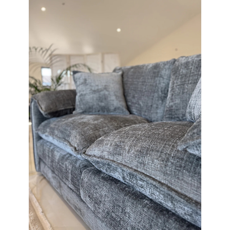 Solaya Grey Sofa 2 Seater – Chenille Fabric Couch with Pocket Coil Seating & Deep Comfort