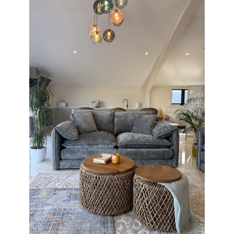 Solaya Grey Sofa 3 Seater – Chenille Fabric Couch with Pocket Coil Seating & Deep Comfort