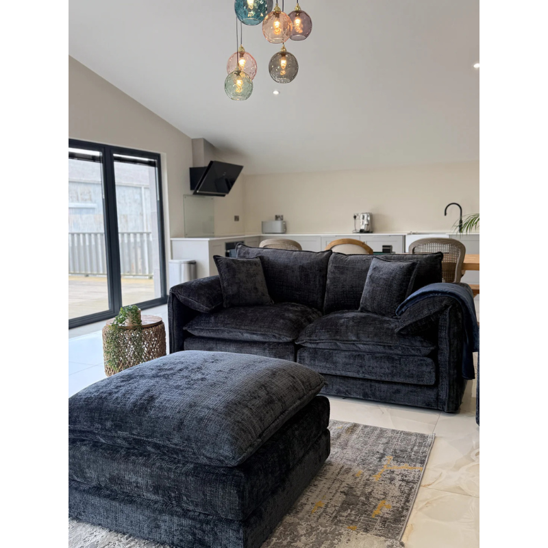 Solaya Black Sofa 3 Seater – Chenille Fabric Couch with Pocket Coil Seating & Deep Comfort