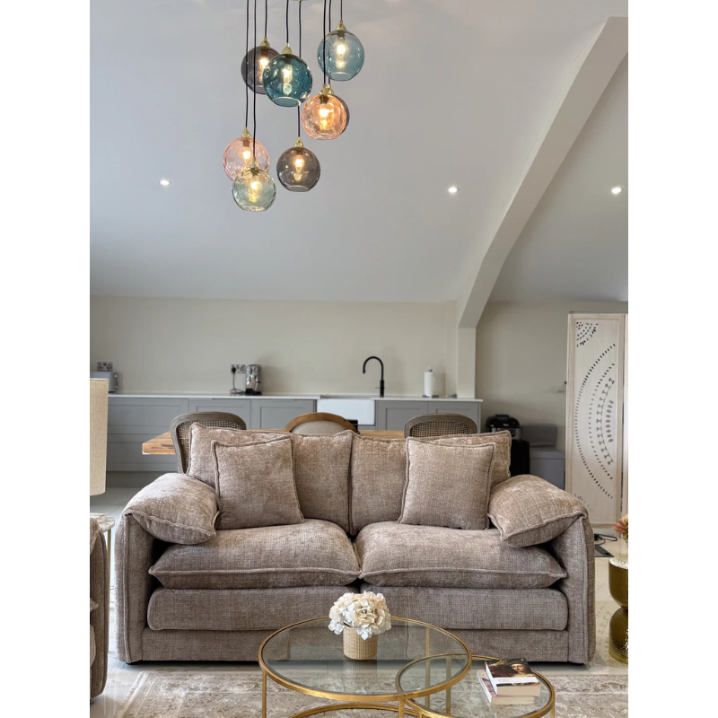 Solaya Beige Sofa 3 Seater – Chenille Fabric Couch with Pocket Coil Seating & Deep Comfort