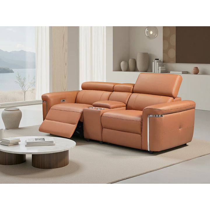 Somerville Tan Electric Recliner Sofa 2 Seater – Genuine Leather Reclining Sofa