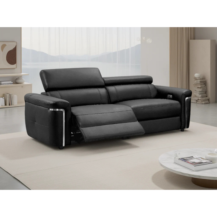 Somerville Black Electric Recliner Sofa 3 Seater – Genuine Leather Reclining Sofa