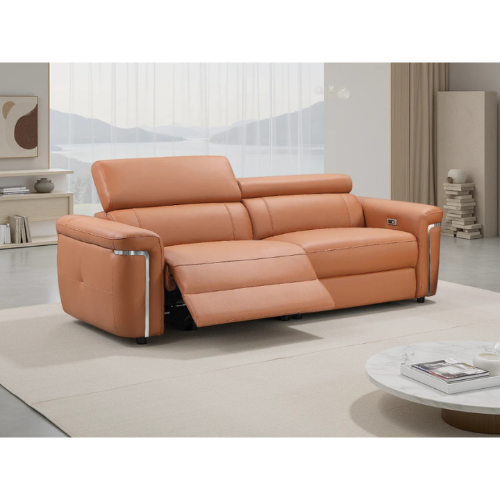 Somerville Tan Electric Recliner Sofa 3 Seater – Genuine Leather Reclining Sofa