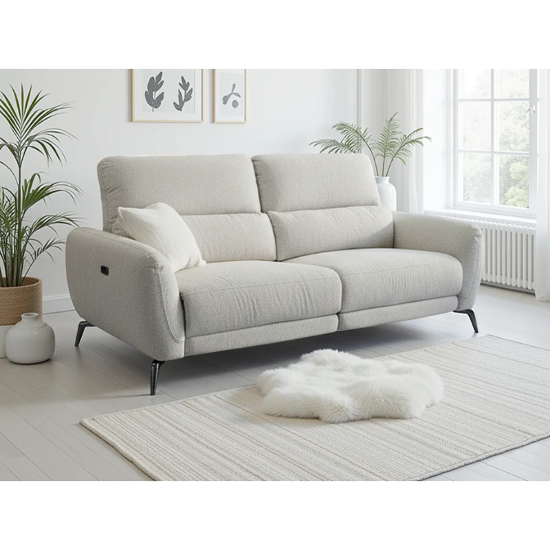Sorrento Beige Electric Recliner Sofa 3 Seater – Modern Fabric Reclining Couch