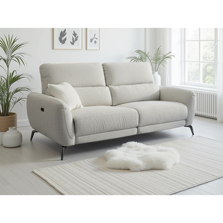 Sorrento Beige Electric Recliner Sofa 3 Seater – Modern Fabric Reclining Couch