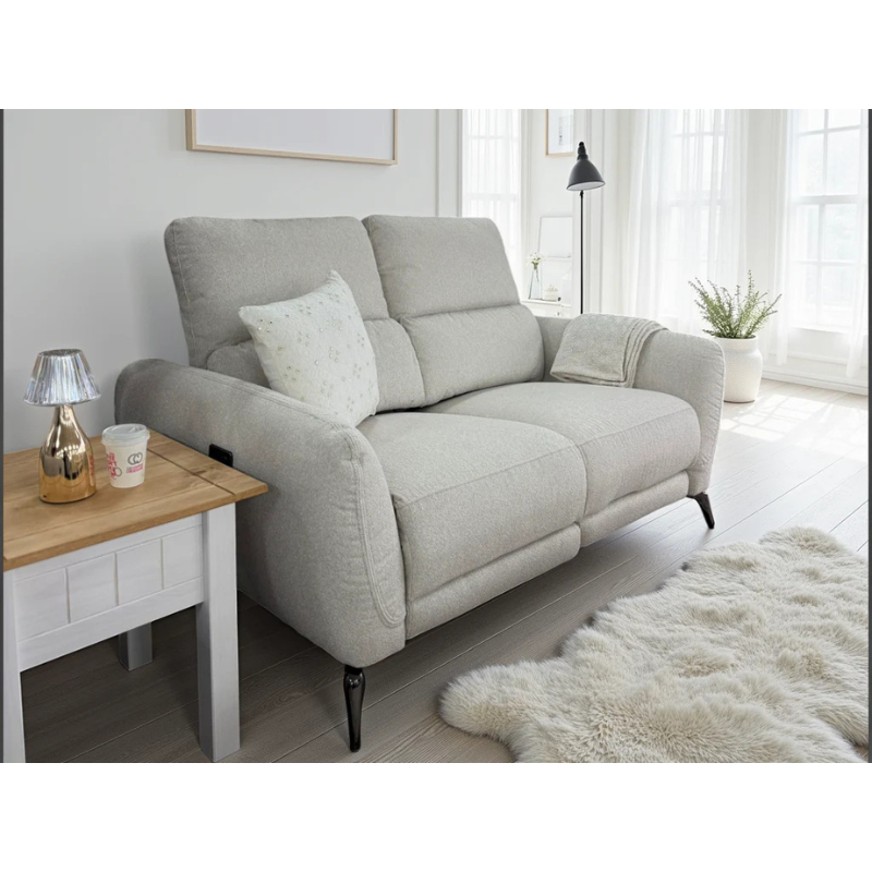 Sorrento Beige Electric Recliner Sofa 2 Seater – Modern Fabric Reclining Couch