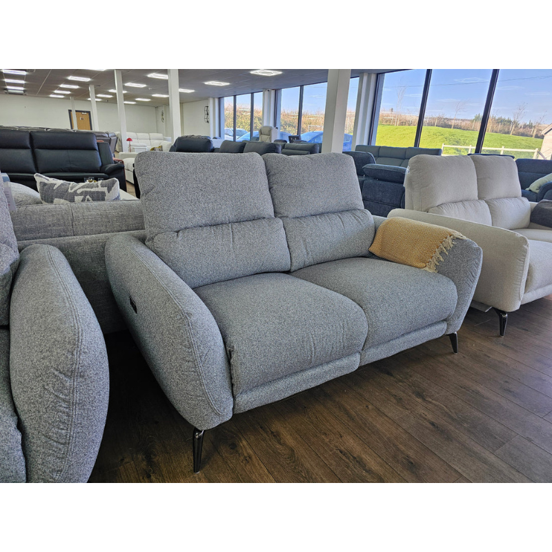 Sorrento Grey Electric Recliner Sofa 2 Seater – Modern Fabric Reclining Couch