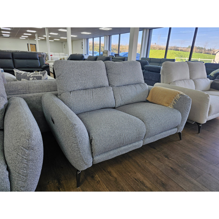 Sorrento Grey Electric Recliner Sofa 2 Seater – Modern Fabric Reclining Couch