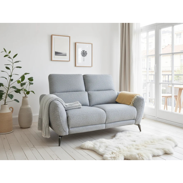 Sorrento Grey Electric Recliner Sofa 2 Seater – Modern Fabric Reclining Couch