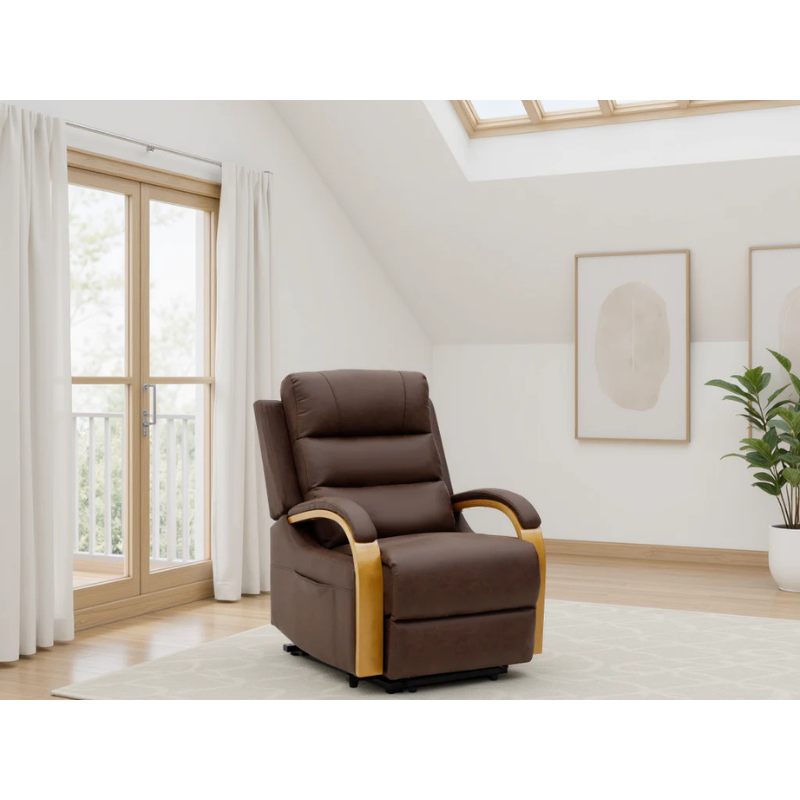 Vigo Brown Rise & Recline Chair – Electric Recliner with Massage, Heat, USB & USB-C