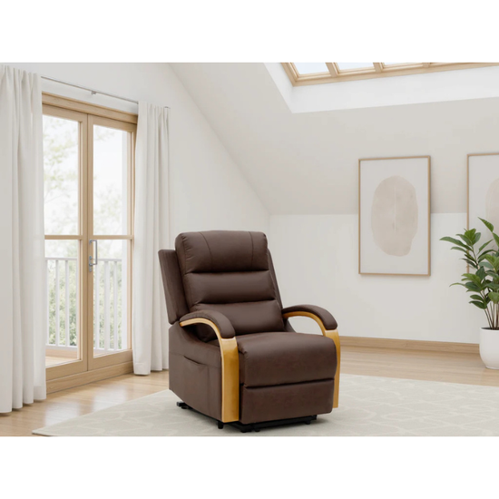 Vigo Brown Rise & Recline Chair – Electric Recliner with Massage, Heat, USB & USB-C