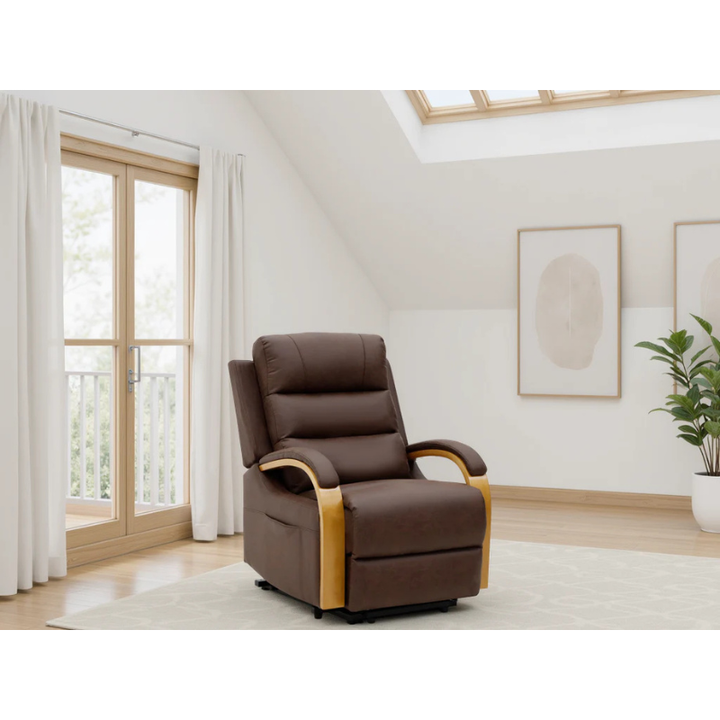 Vigo Brown Rise & Recline Chair – Electric Recliner with Massage, Heat, USB & USB-C